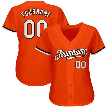Personalized Orange White-Black Authentic Baseball Jersey