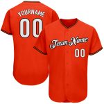 Personalized Orange White-Black Authentic Baseball Jersey Team Custom Name and Number