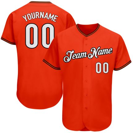 Personalized Orange White-Black Authentic Baseball Jersey Team Custom Name and Number