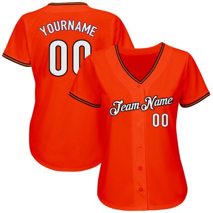 Personalized Orange White-Black Authentic Baseball Jersey Team Custom Name and Number