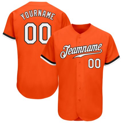 Personalized Orange White-Black Authentic Baseball Jersey