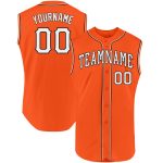 Personalized Orange White-Black Authentic Sleeveless Baseball Jersey Team Custom Name and Number