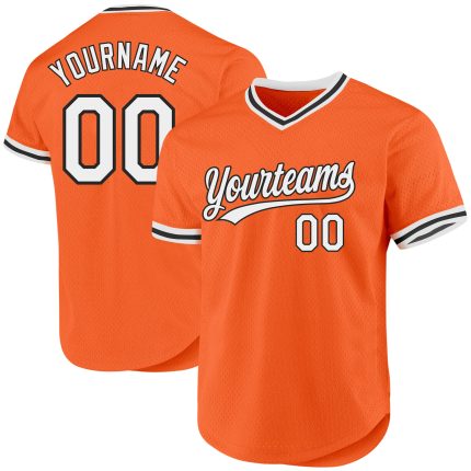 Personalized Orange White-Black Authentic Throwback Baseball Jersey Team Custom Name and Number