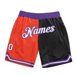 Personalized Orange White-Black Authentic Throwback Split Fashion Basketball Shorts