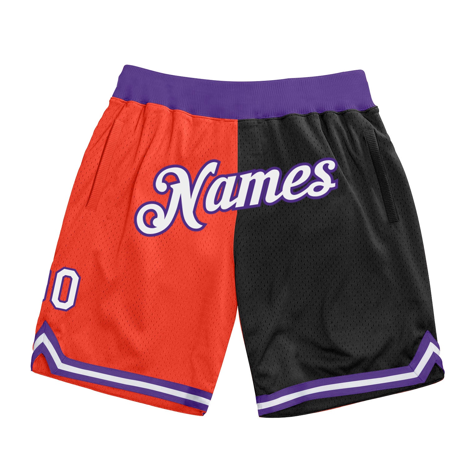 Personalized Orange White-Black Authentic Throwback Split Fashion Basketball Shorts