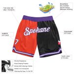 Personalized Orange White-Black Authentic Throwback Split Fashion Basketball Shorts