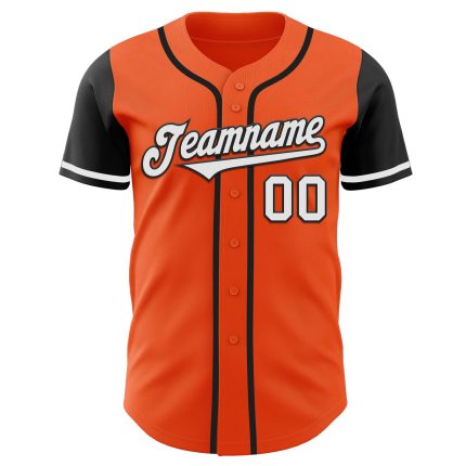 Personalized Orange White-Black Authentic Two Tone Baseball Jersey Team Custom Name and Number