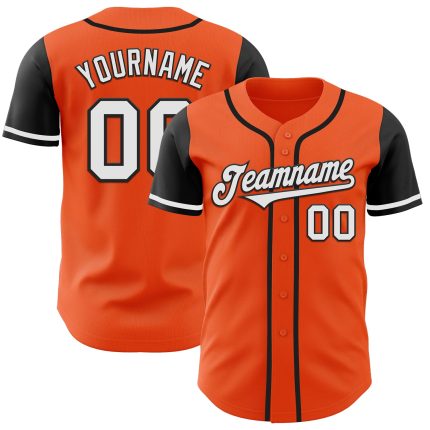 Personalized Orange White-Black Authentic Two Tone Baseball Jersey Team Custom Name and Number