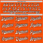 Personalized Orange White-Black Bomber Full-Snap Varsity Letterman Jacket Team Custom Name and Number