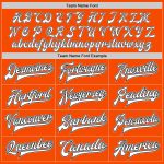Personalized Orange White Black-Gray Bomber Full-Snap Varsity Letterman Two Tone Jacket Team Custom Name and Number