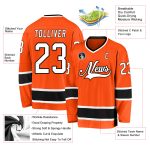 Personalized Orange White-Black Hockey Jersey