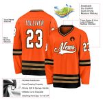 Personalized Orange White-Black Hockey Jersey Team Custom Name and Number