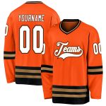 Personalized Orange White-Black Hockey Jersey Team Custom Name and Number