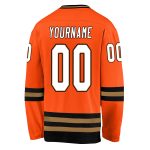 Personalized Orange White-Black Hockey Jersey Team Custom Name and Number