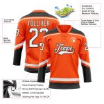 Personalized Orange White-Black Hockey Lace Neck Jersey Team Custom Name and Number