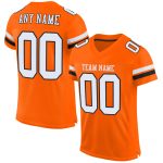 Personalized Orange White-Black Mesh Authentic Football Jersey