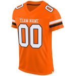 Personalized Orange White-Black Mesh Authentic Football Jersey