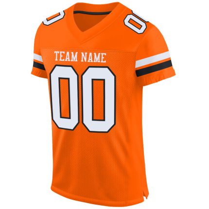 Personalized Orange White-Black Mesh Authentic Football Jersey