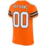 Custom orange, white and black mesh football jersey, detail of the printed panel