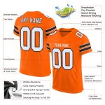 Custom orange, white and black mesh football jersey, side view