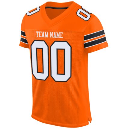 Personalized Orange White-Black Mesh Authentic Football Jersey Team Custom Name and Number