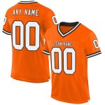 Personalized Orange White-Black Mesh Authentic Throwback Football Jersey