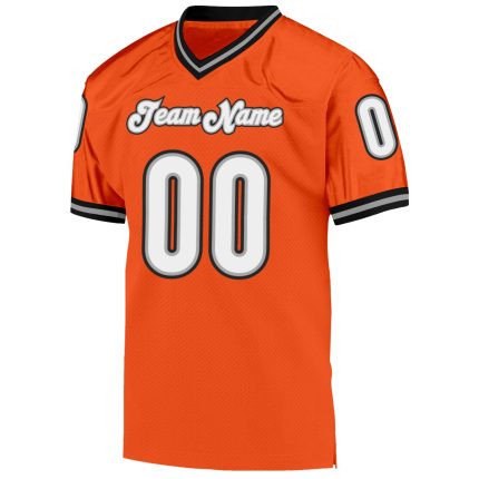 Personalized Orange White-Black Mesh Authentic Throwback Football Jersey Team Custom Name and Number