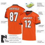Personalized Orange White-Black Mesh Authentic Throwback Football Jersey Team Custom Name and Number