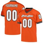 Personalized Orange White-Black Mesh Authentic Throwback Football Jersey Team Custom Name and Number