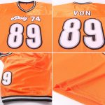 Personalized Orange White-Black Mesh Authentic Throwback Football Jersey Team Custom Name and Number