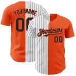 Personalized Orange White-Black Pinstripe Authentic Split Fashion Baseball Jersey Team Custom Name and Number