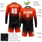 Personalized Orange White-Black Sublimation Long Sleeve Fade Fashion Soccer Uniform Jersey Team Custom Name and Number