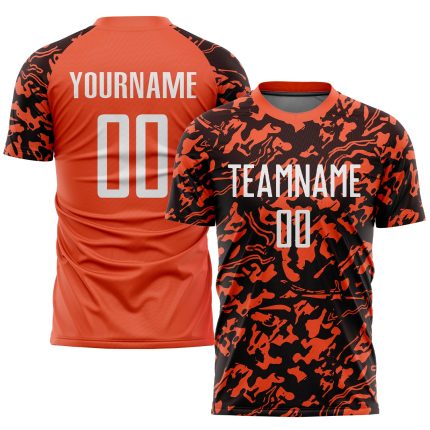 Personalized Orange White-Black Sublimation Soccer Uniform Jersey Team Custom Name and Number
