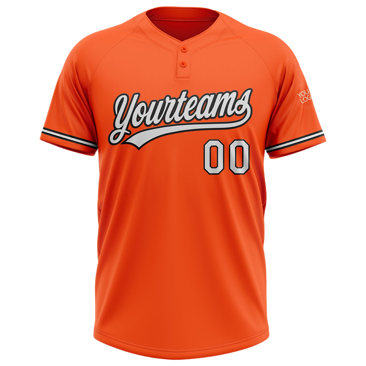 Personalized Orange White-Black Two-Button Unisex Softball Jersey Team Custom Name and Number Personalized Orange White-Black Two-Button Unisex Softball Jersey Team Custom Name and Number - Image 2