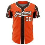 Personalized Orange White-Brown 3 Colors Arm Shapes Authentic Baseball Jersey Team Custom Name and Number