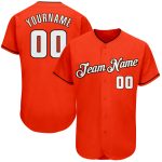 Personalized Orange White-Brown Authentic Baseball Jersey Team Custom Name and Number