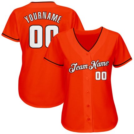 Personalized Orange White-Brown Authentic Baseball Jersey Team Custom Name and Number