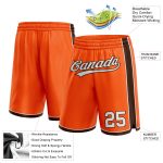 Personalized Orange White-Brown Authentic Basketball Shorts Team Custom Name and Number