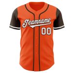 Personalized Orange White-Brown Authentic Two Tone Baseball Jersey Team Custom Name and Number