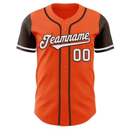 Personalized Orange White-Brown Authentic Two Tone Baseball Jersey Team Custom Name and Number