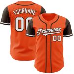 Personalized Orange White-Brown Authentic Two Tone Baseball Jersey Team Custom Name and Number
