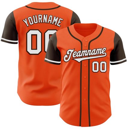 Personalized Orange White-Brown Authentic Two Tone Baseball Jersey Team Custom Name and Number