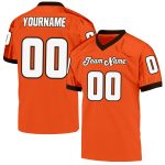 Personalized Orange White-Brown Mesh Authentic Throwback Football Jersey Team Custom Name and Number