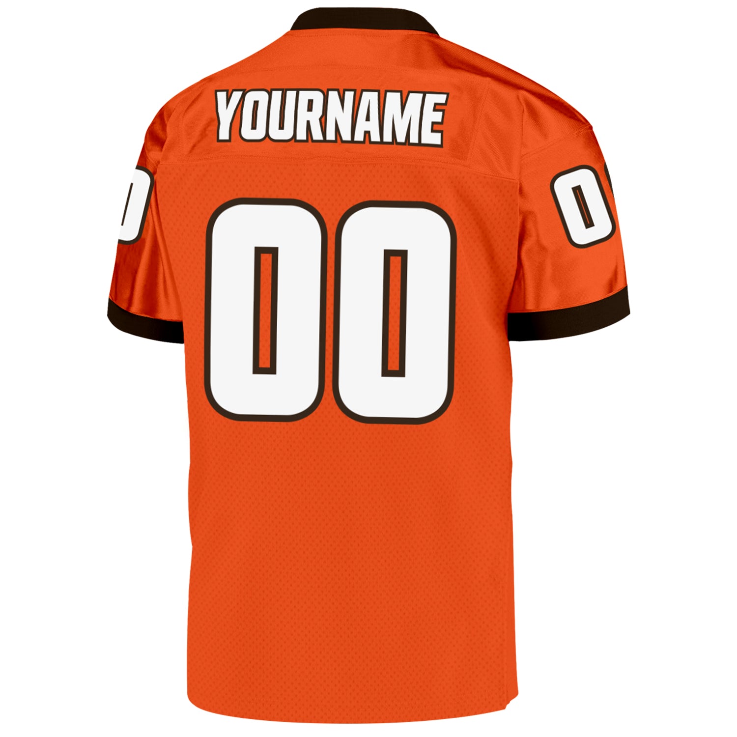 Personalized Orange White-Brown Mesh Authentic Throwback Football Jersey Team Custom Name and Number Personalized Orange White-Brown Mesh Authentic Throwback Football Jersey Team Custom Name and Number - Image 3