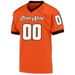 Personalized Orange White-Brown Mesh Authentic Throwback Football Jersey Team Custom Name and Number