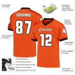 Personalized Orange White-Brown Mesh Authentic Throwback Football Jersey Team Custom Name and Number