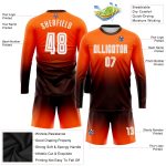 Personalized Orange White-Brown Sublimation Long Sleeve Fade Fashion Soccer Uniform Jersey Team Custom Name and Number