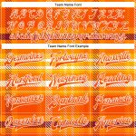 Personalized Orange White Check Board 3D Pattern Design Bomber Full-Snap Varsity Letterman Jacket Team Custom Name and Number