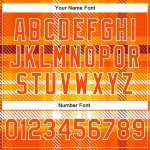 Personalized Orange White Check Board 3D Pattern Design Bomber Full-Snap Varsity Letterman Jacket Team Custom Name and Number