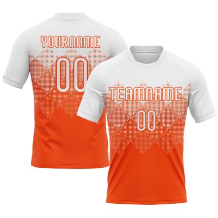 Personalized Orange White Geometric Shape Sublimation Volleyball Uniform Jersey Team Custom Name and Number